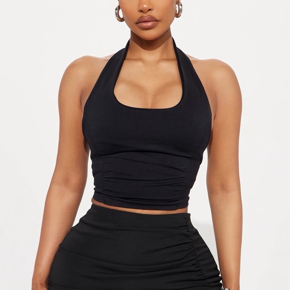 Fashion Nova Tops - Fashion Nova Black Grace Seamless Double Lined Halter Top